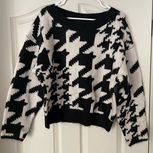 Express Black and White Houndstooth Sweater